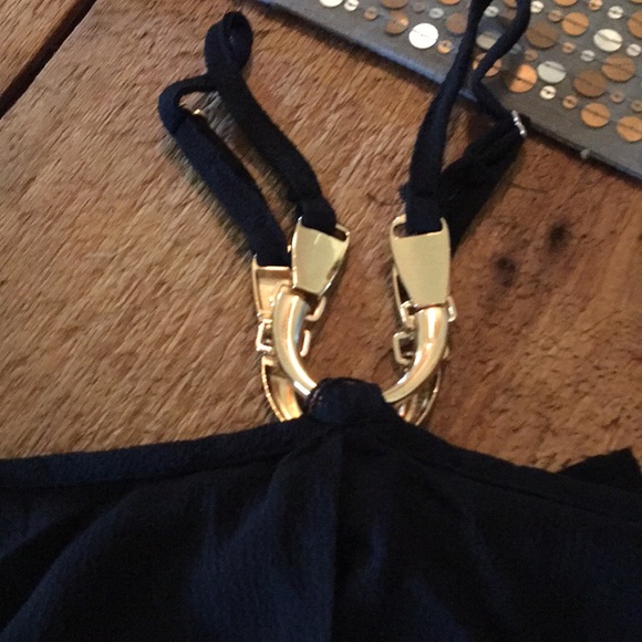 Black halter off shoulder embellished neckline - Picture 5 of 7